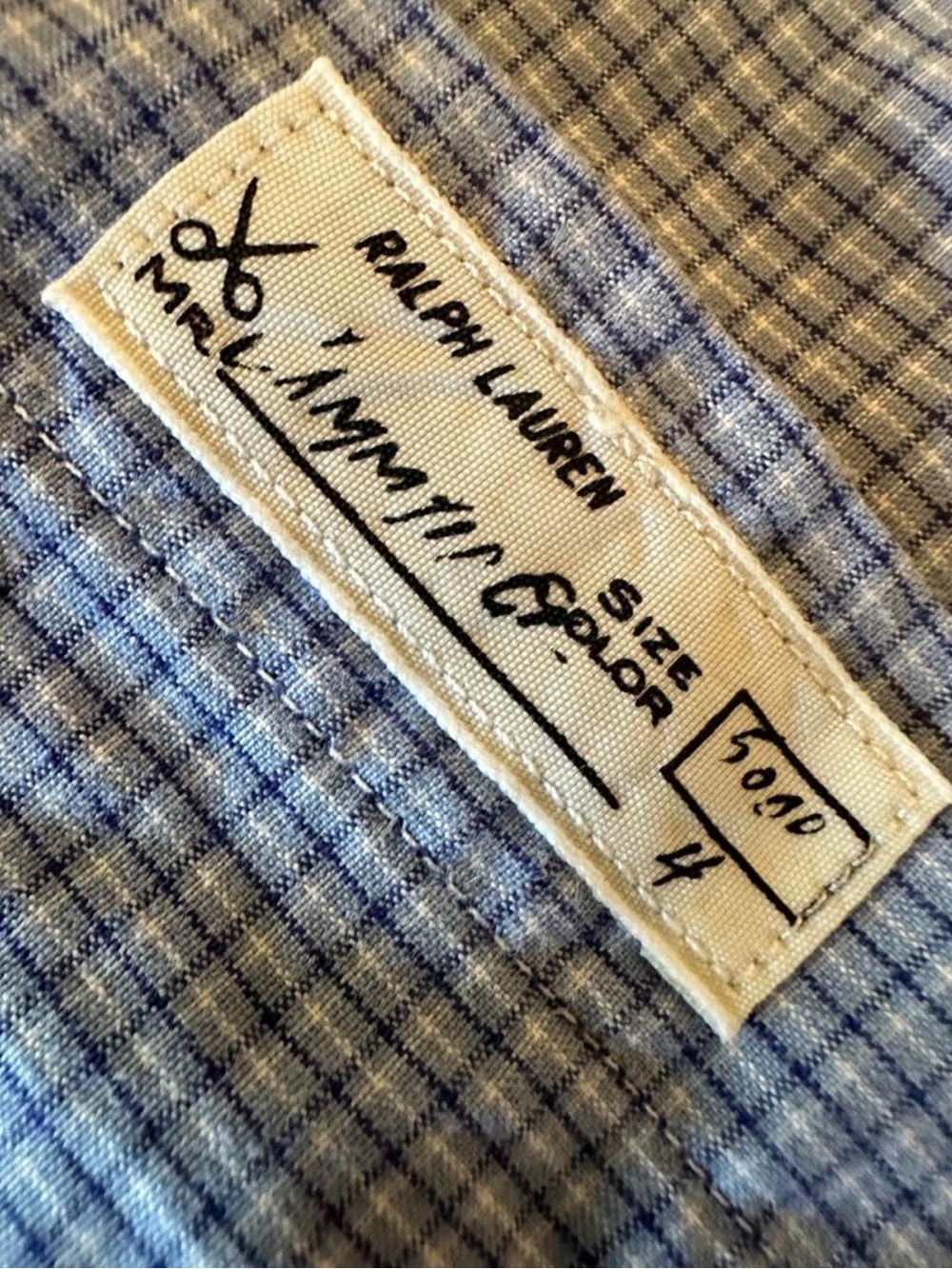 Vintage 90s Polo Ralph Lauren L Blue Micro Check Button Up Shirt Hong Kong - Picture 6 of 8